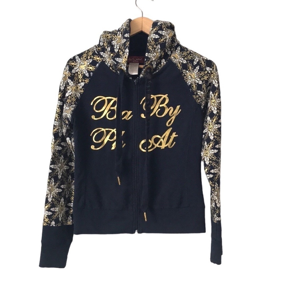 Baby Phat Sweatshirt Hoodie Blue Gold Full Zip size Small